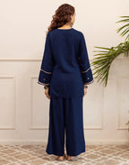 Skylee Rayon Embroidered V-Neck Co-ord Set For Woman