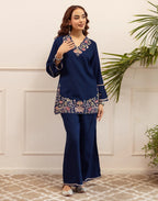 Skylee Rayon Embroidered V-Neck Co-ord Set For Woman