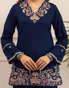 Skylee Rayon Embroidered V-Neck Co-ord Set For Woman
