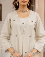 Skylee Cotton Embroidered Square Neck Co-ord Set For Woman