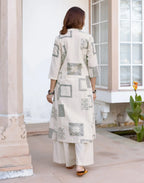 Skylee Cotton Printed Mandarin Collar Co-ord Set For Woman