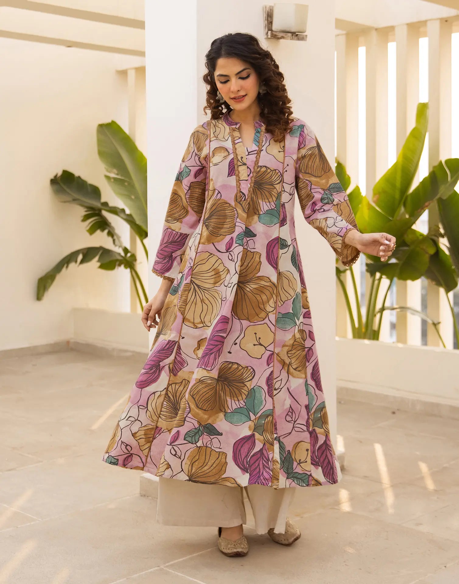 Skylee Viscose Printed Mandarin Collar Co-ord Set For Woman