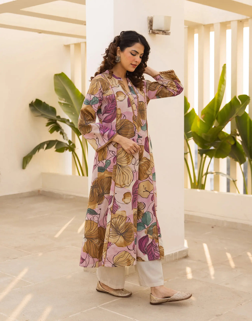 Skylee Viscose Printed Mandarin Collar Co-ord Set For Woman