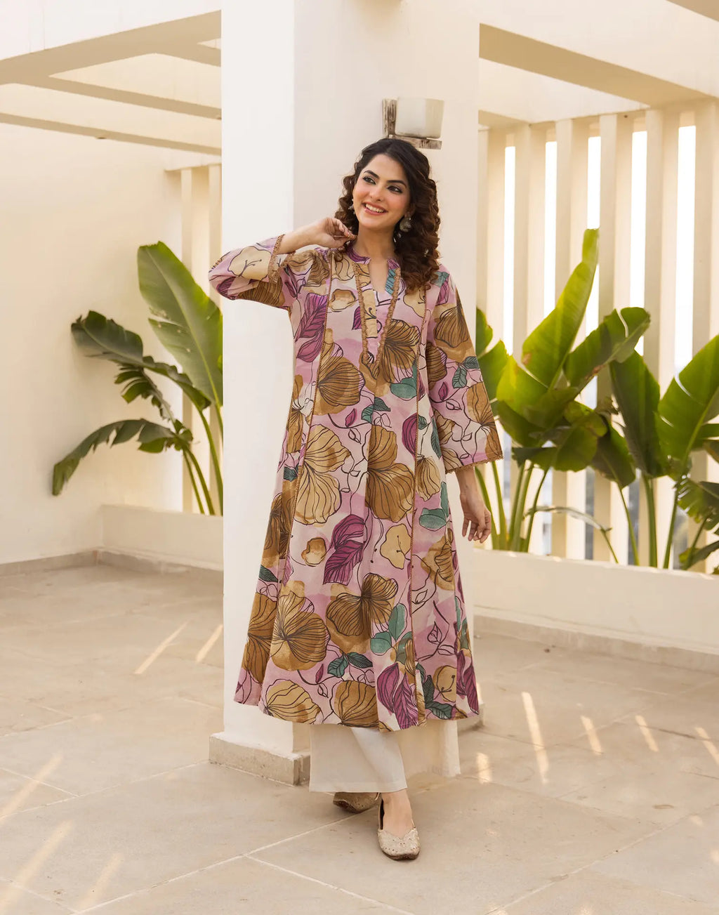 Skylee Viscose Printed Mandarin Collar Co-ord Set For Woman