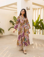 Skylee Viscose Printed Mandarin Collar Co-ord Set For Woman