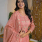 Organza Embroidered Straight V-Neck Kurta with Pant & Dupatta