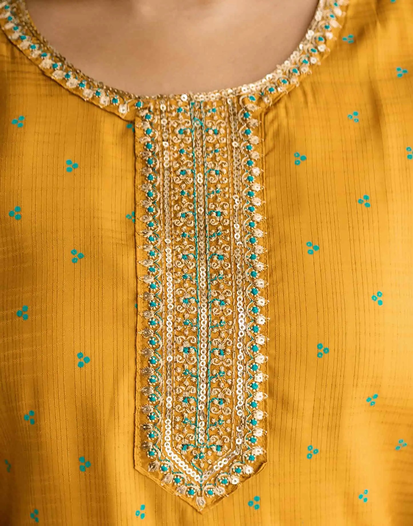 Yellow Silk Embroidered Straight Kurta Set with Pant & Dupatta. is perfect for weddings, festive occasions