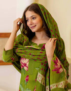 Cotton Printed Straight Kurta with Pant & Dupatta