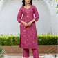 Silk Embroidered Straight Kurta with Pant & Dupatta