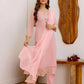 Pink Georgette Embroidered Kurta Set with Pant & Dupatta
