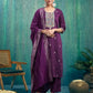 Silk Blend Embroidered Straight Kurta with Pant & Dupatta