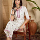 Cotton Embroidered Round Neck Straight Kurti