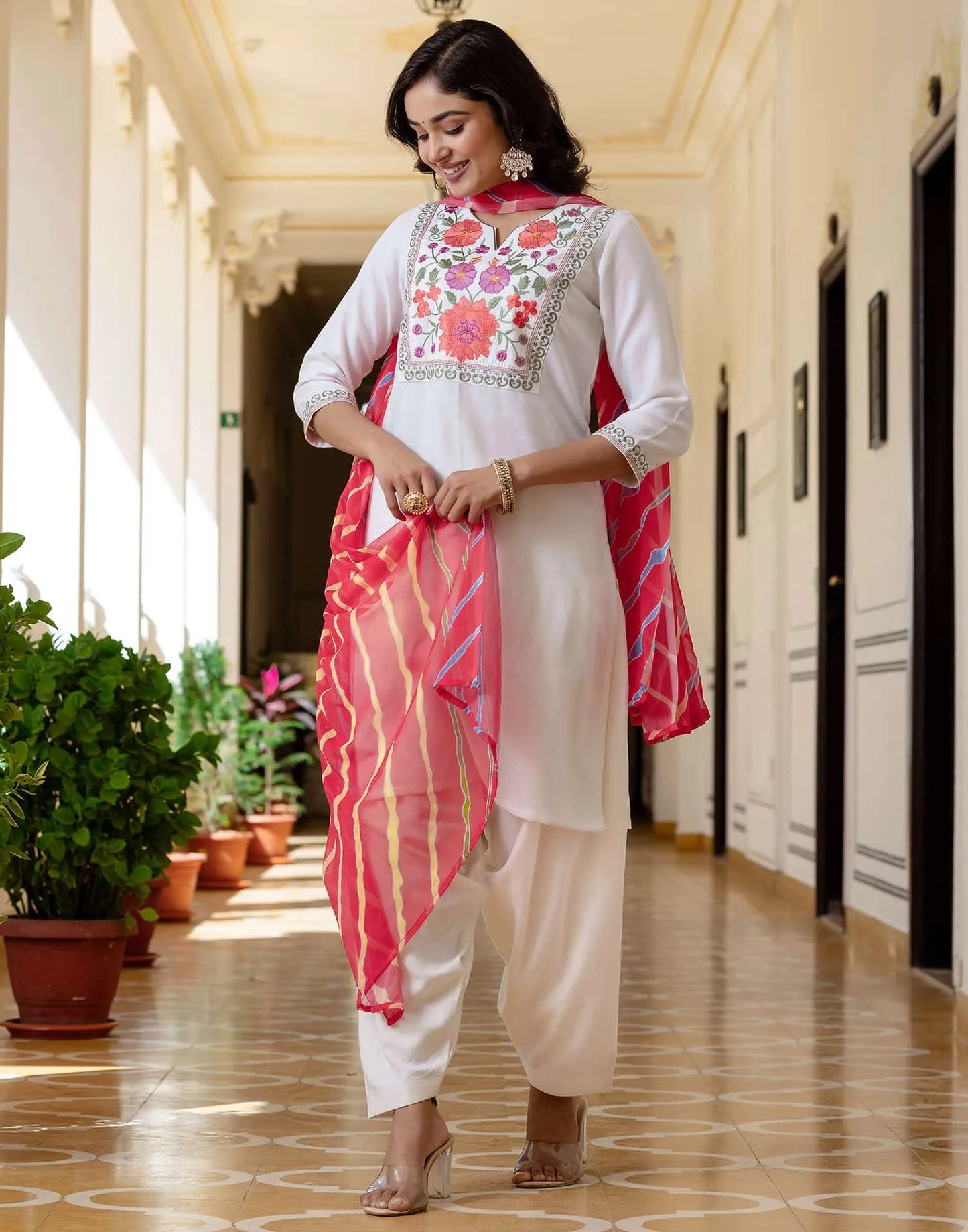 White Cotton Kurta Set for Women, Cotton Kurti Set for Women