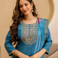 Affordable Blue Silk Embroidered Straight Kurta Set under 999