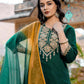 Dark Green Cotton Sequin and Embroidered Straight Kurta Set with Pant & Dupatta for Women