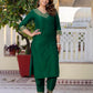 Silk Blend Sequins, Embroidery and Lace Straight Kurta with Pant & Dupatta