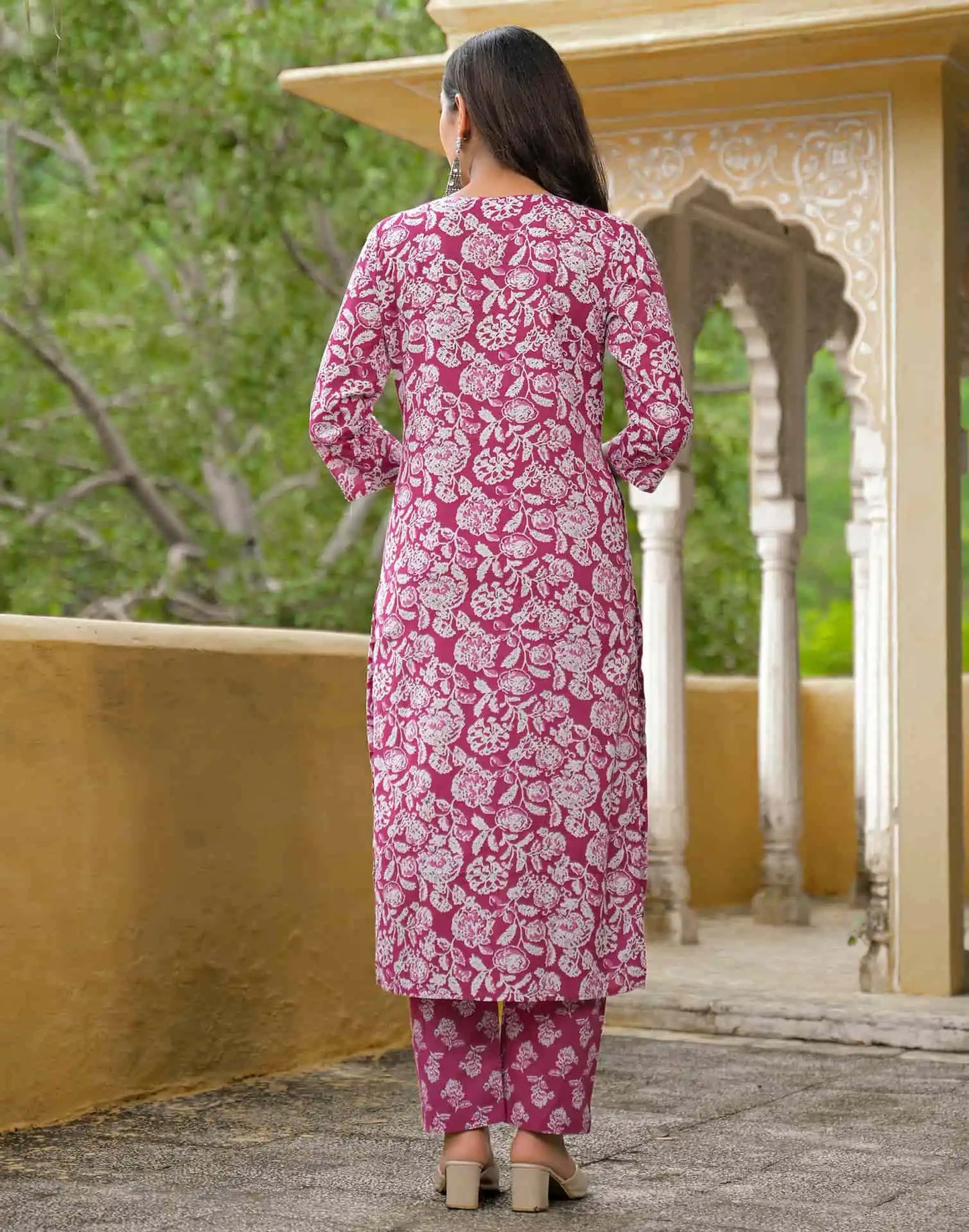 Cotton Straight Printed Round Neck Kurta with Pant & Dupatta