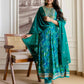 Blue Silk Printed Anarkali Kurta Set with Pant & Dupatta Affordable Ethnic Wear for Festive & Wedding