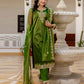 Net Sequins, Embroidery and Gota Lace Straight Kurta with Pant & Dupatta