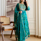 Blue Silk Printed Anarkali Kurta Set with Pant & Dupatta Affordable Ethnic Wear for Festive & Wedding