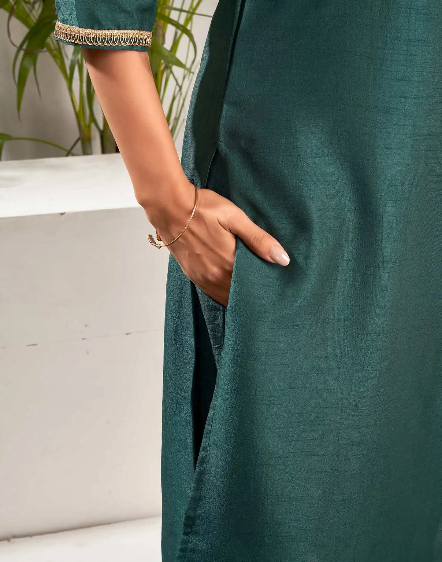 Silk Blend Woven Straight Kurta with Pant & Dupatta