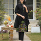 Cotton Embroidered Mandarin Collar Straight Kurta with Pant & Dupatta