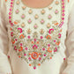 Off White Silk Blend Embroidered Straight Kurta Set for Women with Pant and Dupatta