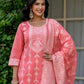 Cotton Woven Design Straight Kurta with Pant & Dupatta