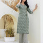 Cotton Printed, Tassels, Fabric Lace Straight Kurta with Pant & Dupatta
