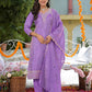 Tissue Silk Embroidered Straight U-Neck Kurta with Pant & Dupatta