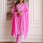 Skylee Pink Cotton Printed Anarkali Kurta Set for Women