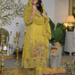 Shimmer Chiffon Straight Embroidery Round Neck Kurta with Pant & Dupatta
