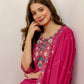 Pink Silk Embroidered Kurta Set with Pant and Dupatta for Wedding