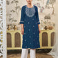 Cotton Embroidered Straight Kurti