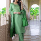 Silk Blend Embroidery and Sequins Work Straight Kurta with Pant & Dupatta