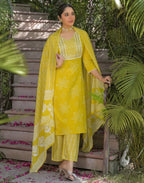 Skylee Viscose Rayon Embroidered Straight 3 Piece Kurta Set For Woman