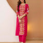 Cotton Blend Embroidered Straight Kurta with Pant & Dupatta