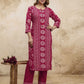Pink Cotton Bandhani Printed Straight Kurta Set with Pant and Dupatta