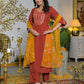 Chinnon Embroidered Round Neck Straight Kurta with Pant & Dupatta