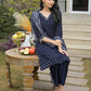 Cotton Printed V-Neck Straight Kurta with Pant & Dupatta