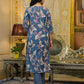 Cotton Straight Printed V-Neck Kurta with Pant & Dupatta