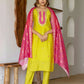 Yellow Silk Embroidered Straight Kurta Set with Pant & Dupatta under 1299 