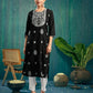 Cotton Blend Chikankari Straight Round Neck Kurtis