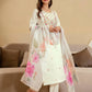 Off White Silk Blend Embroidered Straight Kurta Set for Women with Pant and Dupatta