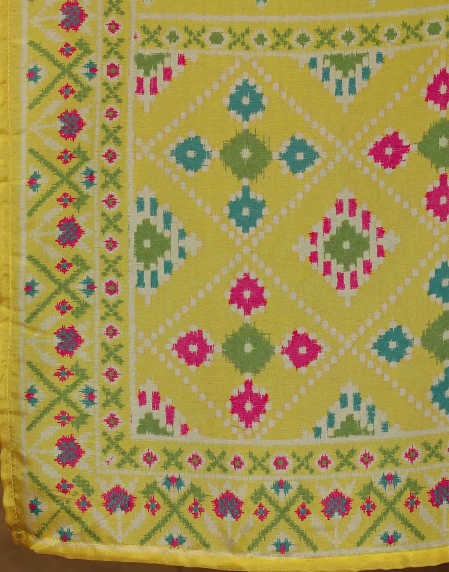 Yellow Silk Printed Straight Kurta Set for Women with Patiala Pant and Dupatta