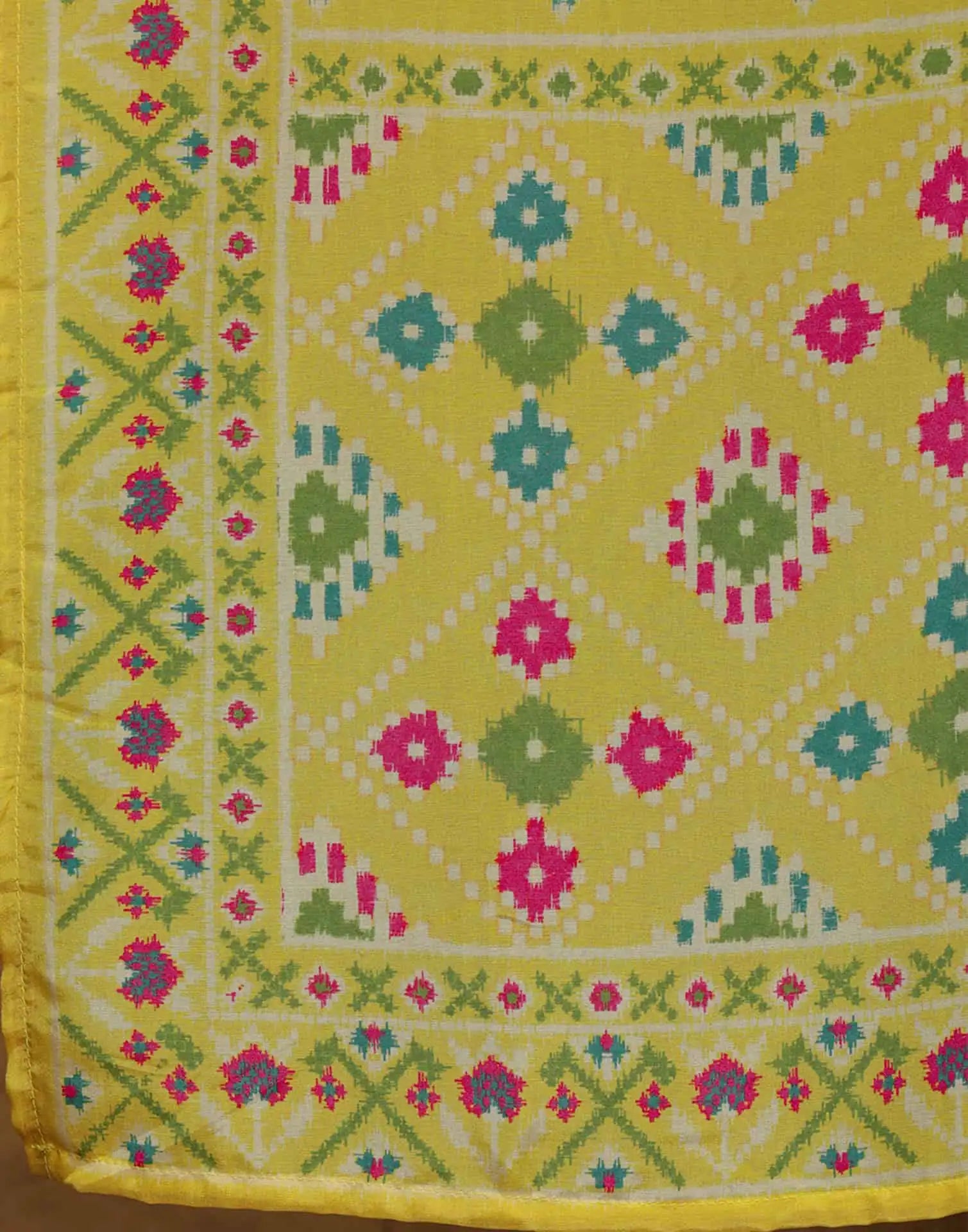 Yellow Silk Printed Straight Kurta Set for Women with Patiala Pant and Dupatta