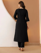 Skylee Silk Embroidered Straight 3 Piece Kurta Set For Woman