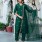 Silk Blend Embroidered Straight Kurta with Pant & Dupatta