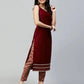 Maroon Velvet Straight Kurta Set with Pants & Dupatta under 1000