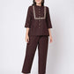 Affordable Maroon embroidered co-ord set